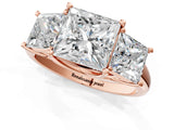 Rose gold Three-Stone Princess Cut Diamond Engagement Ring with Prong Setting_7