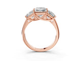 Rose gold Three-Stone Princess Cut Diamond Engagement Ring with Prong Setting_9
