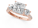 Rose gold Three-Stone Princess Cut Diamond Pavé Band with Four-Prong Setting_37