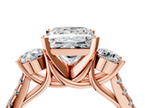 Rose gold Three-Stone Princess Cut Diamond Pavé Band with Four-Prong Setting_40