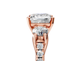 Rose gold Three-Stone Princess Cut Diamond Pavé Band with Four-Prong Setting_41