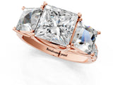 Rose gold Three-Stone Princess Cut Diamond Pavé Band with Prong Setting_4