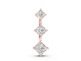 Rose gold Three-Stone Princess Cut Diamond Pendant with Four-Prong Setting_6
