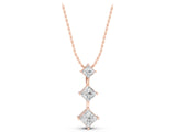 Rose gold Three-Stone Princess Cut Diamond Pendant with Four-Prong Setting_7