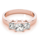 Rose gold Three-Stone Princess Cut Diamond Ring with Channel Band and Prong Setting 1
