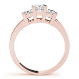 Rose gold Three-Stone Princess Cut Diamond Ring with Channel Band and Prong Setting 2