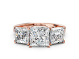 Rose gold Three-Stone Princess Cut Diamond Ring with Channel Set Band and Four-Prong Setting_18
