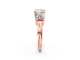 Rose gold Three-Stone Princess Cut Diamond Ring with Channel Set Band and Four-Prong Setting_20