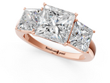 Rose gold Three-Stone Princess Cut Diamond Ring with Channel-Set Band and Four-Prong Setting_44