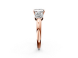 Rose gold Three-Stone Princess Cut Diamond Ring with Channel-Set Band and Four-Prong Setting_45