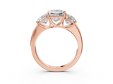 Rose gold Three-Stone Princess Cut Diamond Ring with Channel-Set Band and Four-Prong Setting_46