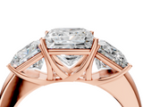 Rose gold Three-Stone Princess Cut Diamond Ring with Channel-Set Band and Four-Prong Setting_47