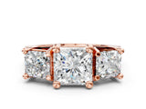 Rose gold Three-Stone Princess Cut Diamond Ring with Channel-Set Band and Four-Prong Setting_52