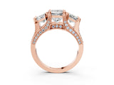 Rose gold Three-Stone Princess Cut Diamond Ring with Channel-Set Band and Four-Prong Setting_55