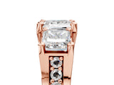 Rose gold Three-Stone Princess Cut Diamond Ring with Channel-Set Band and Four-Prong Setting_57