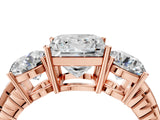 Rose gold Three-Stone Princess Cut Diamond Ring with Channel-Set Band and Prong Setting_10