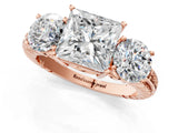 Rose gold Three-Stone Princess Cut Diamond Ring with Channel-Set Band and Prong Setting_7