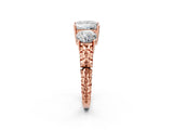 Rose gold Three-Stone Princess Cut Diamond Ring with Channel-Set Band and Prong Setting_8