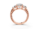 Rose gold Three-Stone Princess Cut Diamond Ring with Channel-Set Band and Prong Setting_9