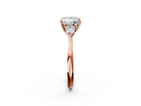 Rose gold Three-Stone Princess Cut Diamond Ring with Pear Side Stones in Four-Prong Setting_113
