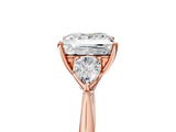 Rose gold Three-Stone Princess Cut Diamond Ring with Pear Side Stones in Four-Prong Setting_116