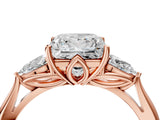 Rose gold Three-Stone Princess Cut Diamond Ring with Pear  Side Stones in Four-Prong Setting_16