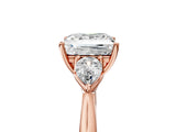 Rose gold Three-Stone Princess Cut Diamond Ring with Pear  Side Stones in Four-Prong Setting_17