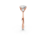 Rose gold Three-Stone Princess Cut Diamond Ring with Pear  Side Stones in Four-Prong Setting_20