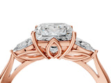 Rose gold Three-Stone Princess Cut Diamond Ring with Pear  Side Stones in Four-Prong Setting_22