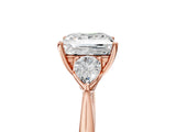 Rose gold Three-Stone Princess Cut Diamond Ring with Pear  Side Stones in Four-Prong Setting_23