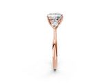 Rose gold Three-Stone Princess Cut Diamond Ring with Pear  Side Stones in Four-Prong Setting_50