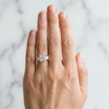 Rose gold Three-Stone Princess Cut Diamond Ring with Round  Pavé Band and Prong Setting_96