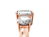 Rose gold Three-Stone Princess Cut Diamond Ring with Round Side Stones, Classic Band, and Four-Prong Setting_8
