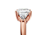 Rose gold Three-Stone Princess Cut Diamond Ring with Trillion Side Stones and Four-Prong Setting_12