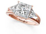 Rose gold Three-Stone Princess Cut Diamond Ring with Trillion Side Stones on a Split Shank Band_12