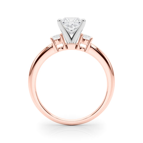 Rose gold Three-Stone Princess Cut Diamond Solitaire with Prong Setting and Classic Band 2