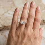 Rose gold Three-Stone Princess Cut Diamond Solitaire with Prong Setting and Classic Band_13