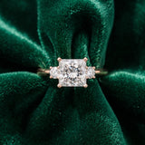 Rose gold Three-Stone Princess Cut Diamond Solitaire with Prong Setting and Classic Band_16