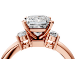 Rose gold Three-Stone Princess Cut Diamond Solitaire with Prong Setting and Classic Band_57