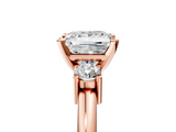 Rose gold Three-Stone Princess Cut Diamond Solitaire with Prong Setting and Classic Band_58