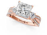 Rose gold Three-Stone Princess Cut Diamond Twist Band with Prong Setting_49