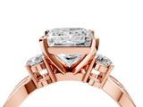 Rose gold Three-Stone Princess Cut Diamond Twist Band with Prong Setting_52