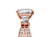 Rose gold Three-Stone Princess Cut Diamond Twist Band with Prong Setting_53