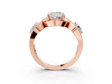 Rose gold Three-Stone Princess Cut Diamond Wave Pave Band with Prong Setting_18