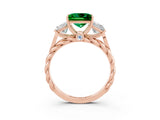 Rose gold Three-Stone Princess Cut Emerald Braided Band Ring with Four-Prong Setting_15