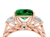 Rose gold Three-Stone Princess Cut Emerald Braided Band Ring with Four-Prong Setting_16