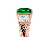 Rose gold Three-Stone Princess Cut Emerald Braided Band Ring with Four-Prong Setting_17
