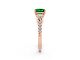 Rose gold Three-Stone Princess Cut Emerald Pavé Band with Four-Prong Setting_2