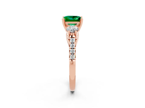 Rose gold Three-Stone Princess Cut Emerald Pavé Band with Four-Prong Setting_2