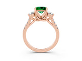 Rose gold Three-Stone Princess Cut Emerald Pavé Band with Four-Prong Setting_3
